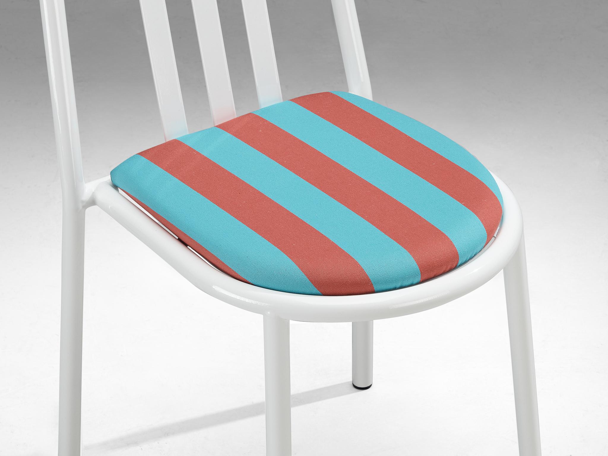 Set of Tubular Steel Chairs with Striped Seats by Robert Mallet-Stevens For Sale 5