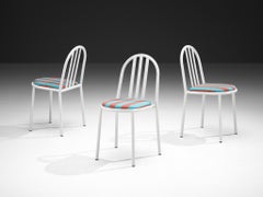 Set of Tubular Steel Chairs with Striped Seats by Robert Mallet-Stevens