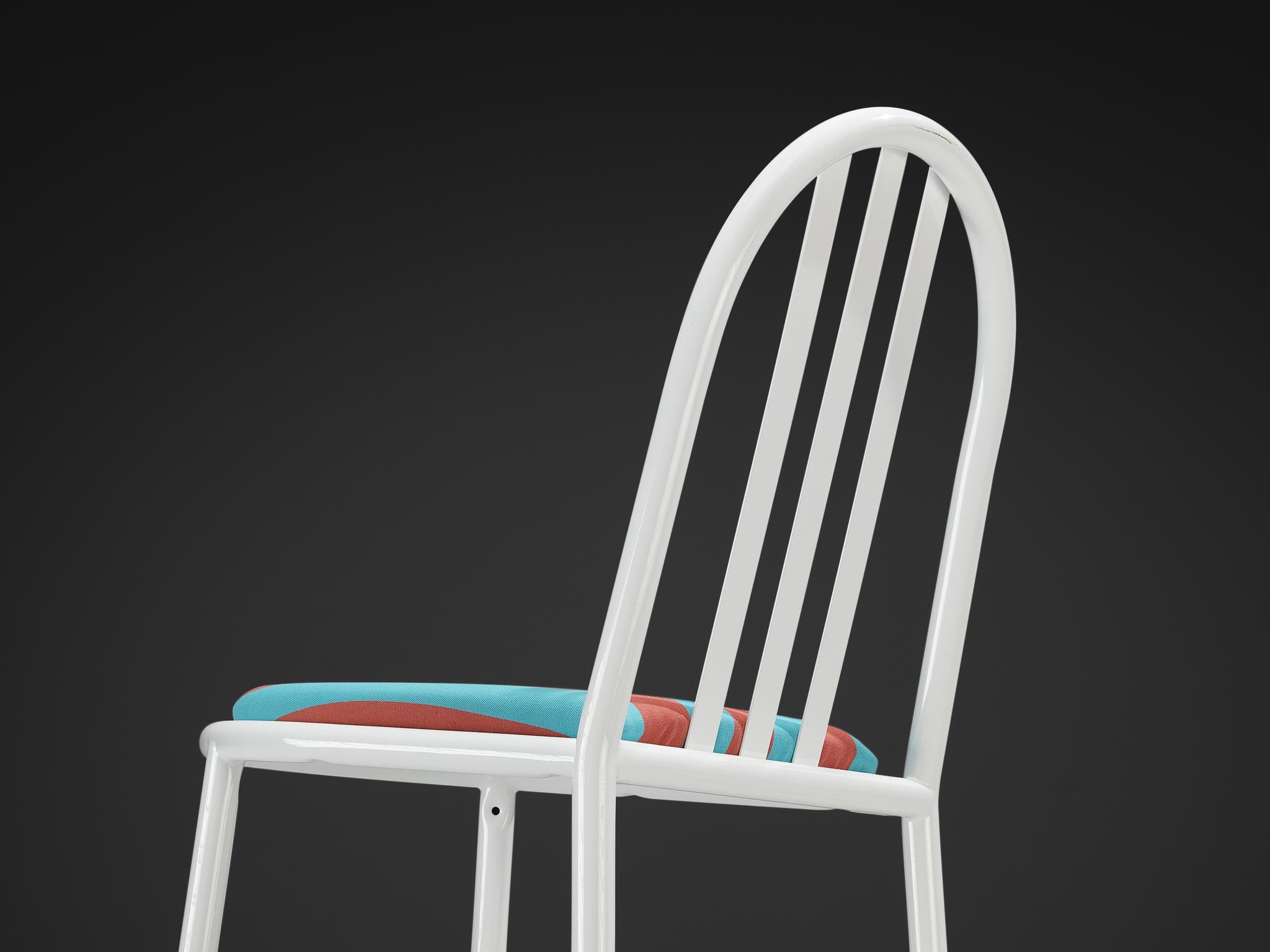 Set of Tubular Steel Chairs with Striped Seats by Robert Mallet-Stevens For Sale 2