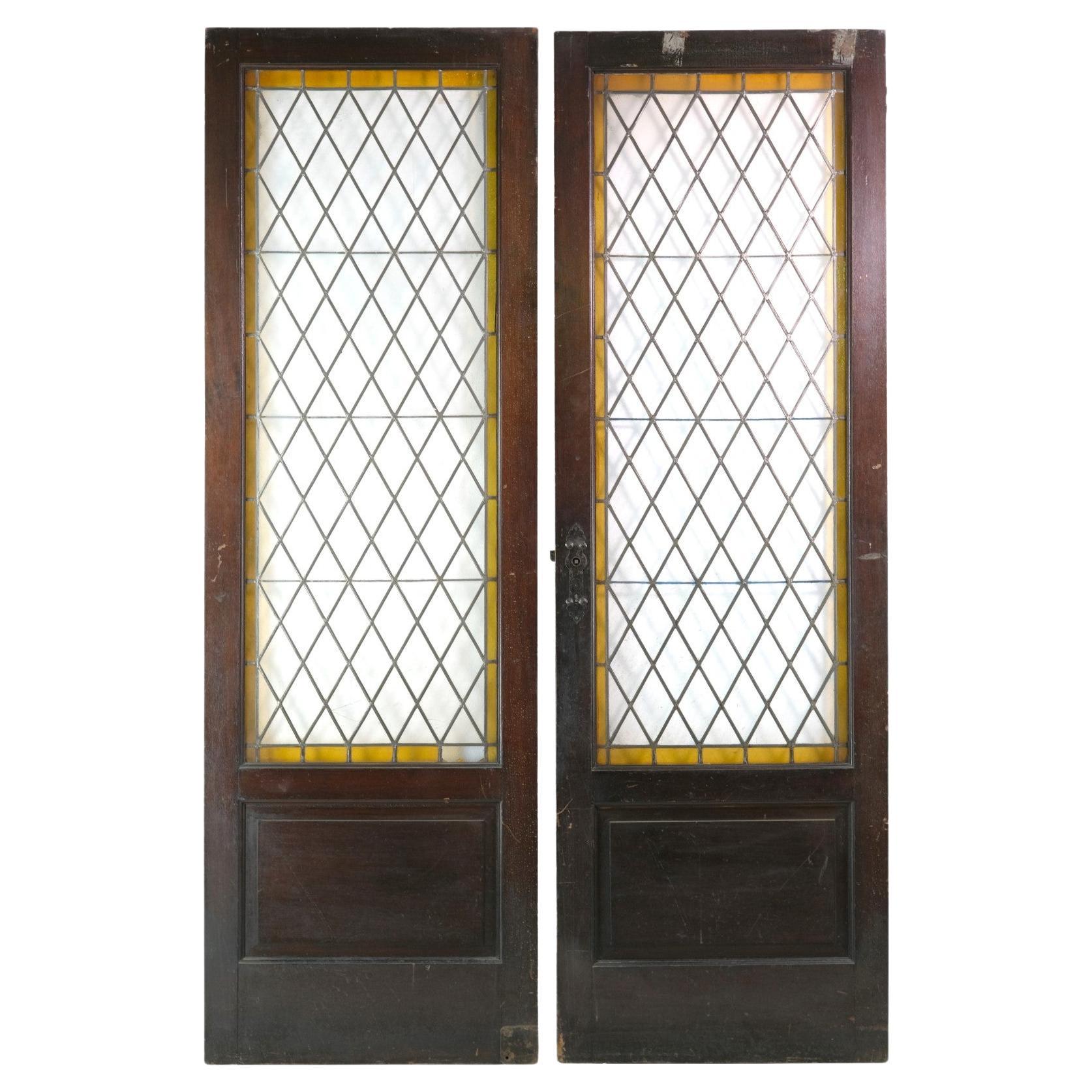 Antique Stained and leaded glass door For Sale at 1stDibs