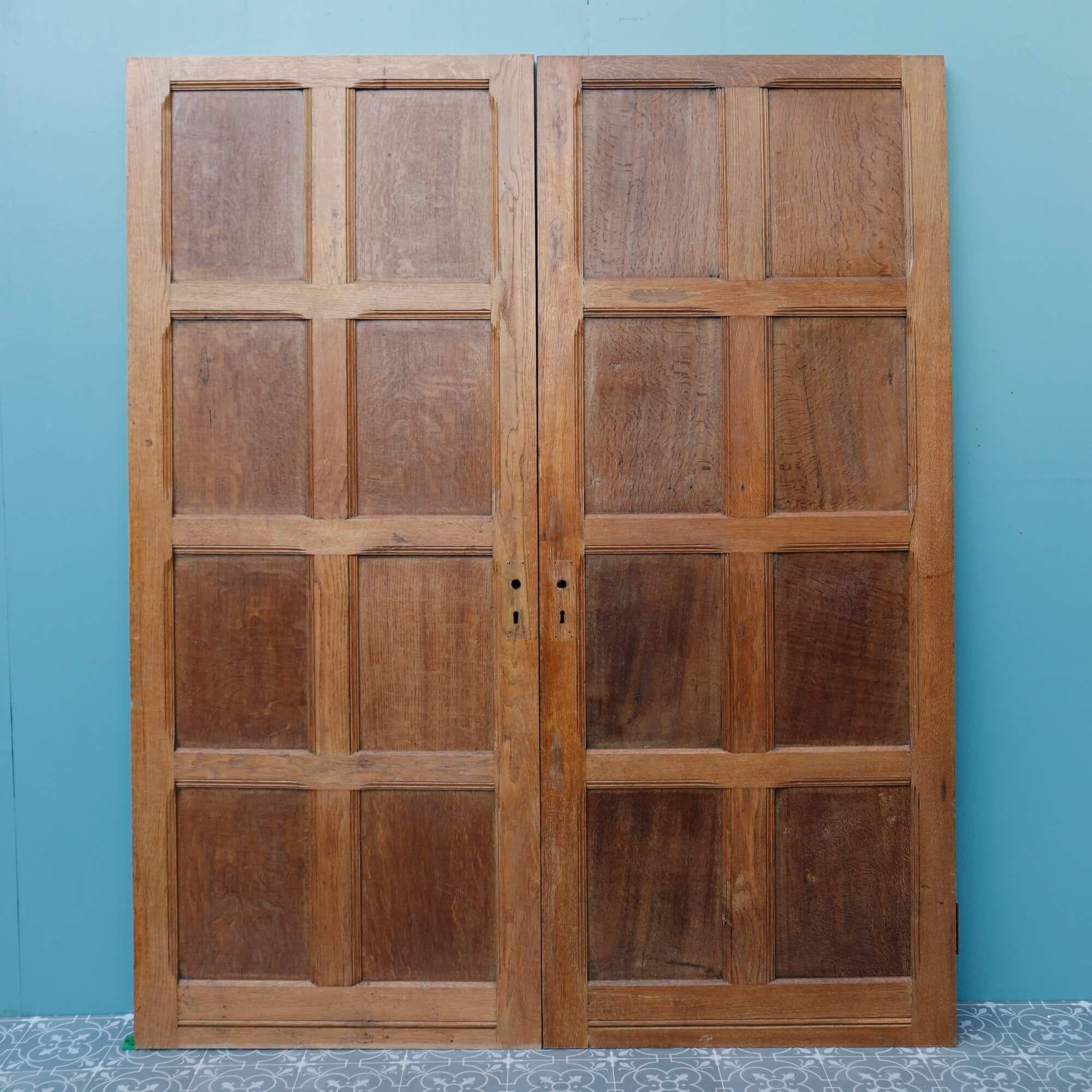 English Set of Tudor Style Victorian Oak Room Dividing Doors