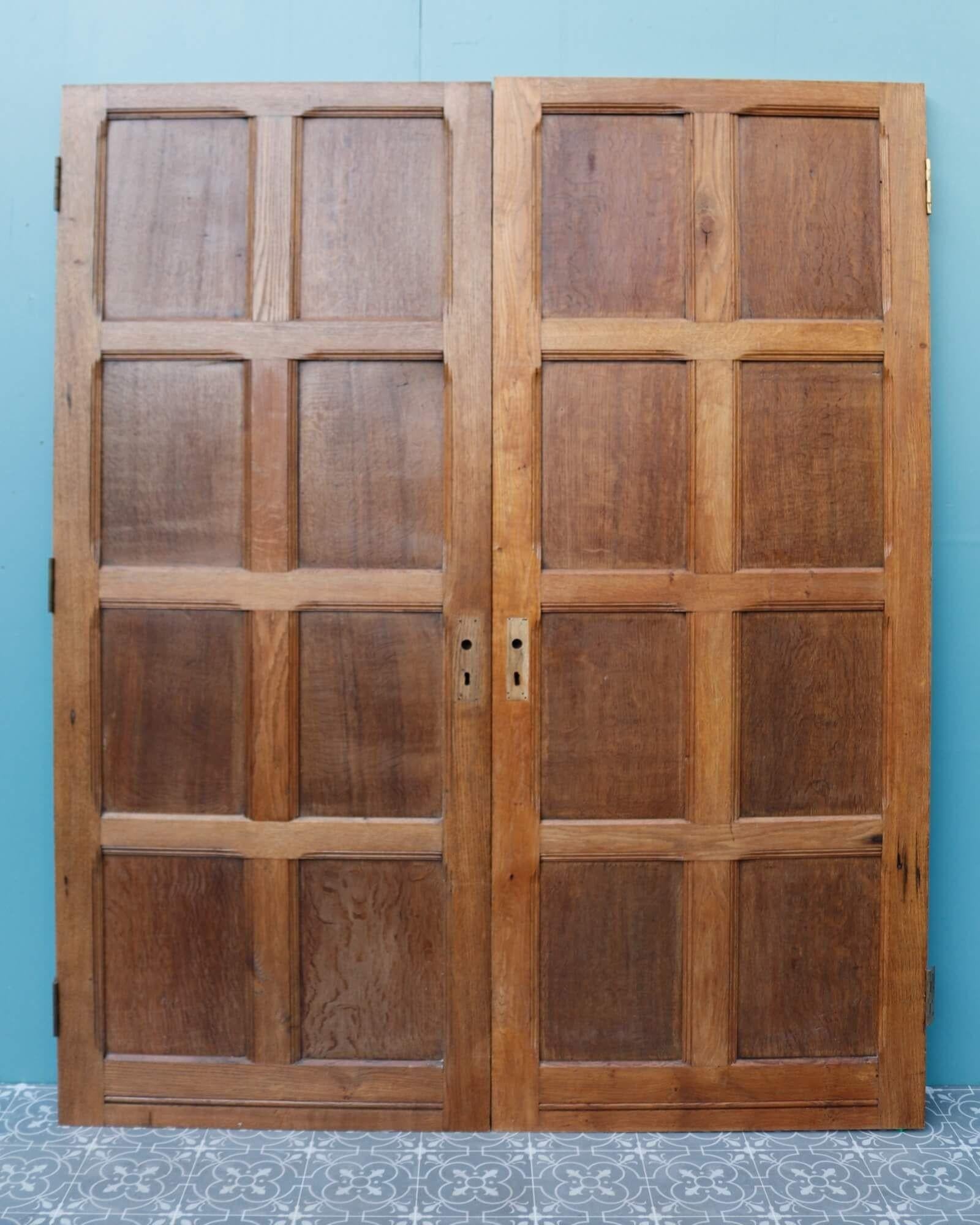 Wood Set of Tudor Style Victorian Oak Room Dividing Doors