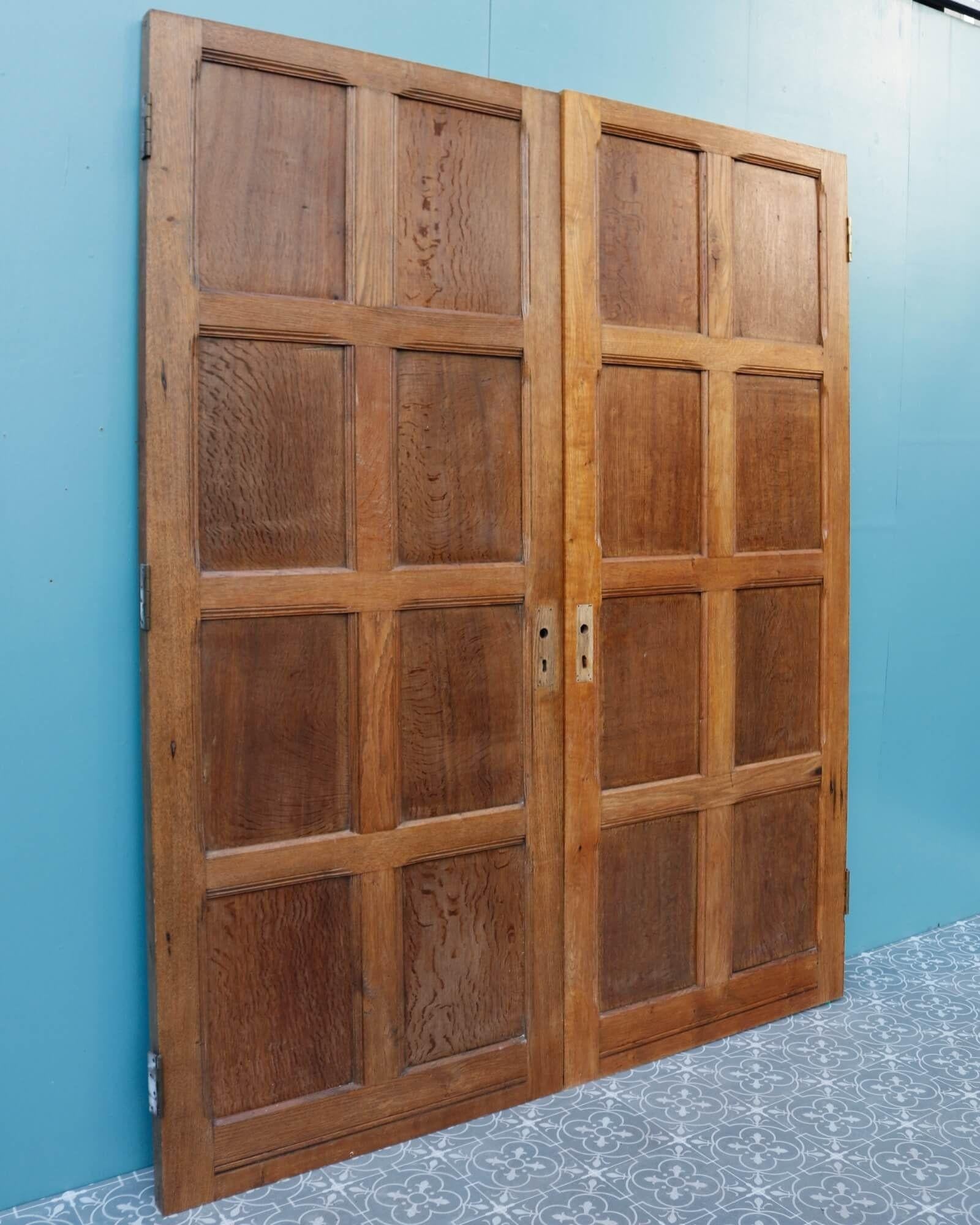 Set of Tudor Style Victorian Oak Room Dividing Doors 1