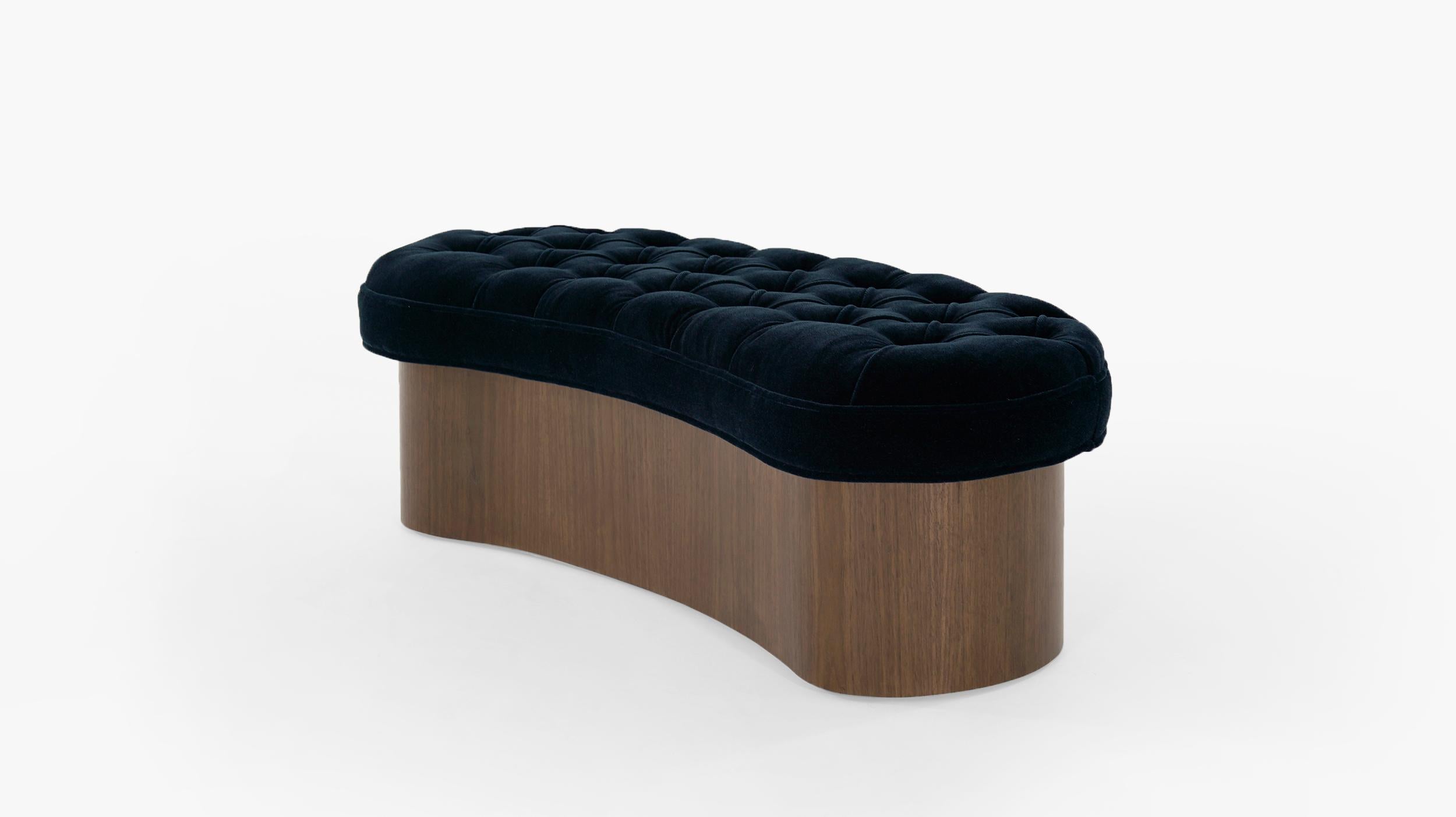 Set of Tufted Benches in Navy Blue Mohair 2
