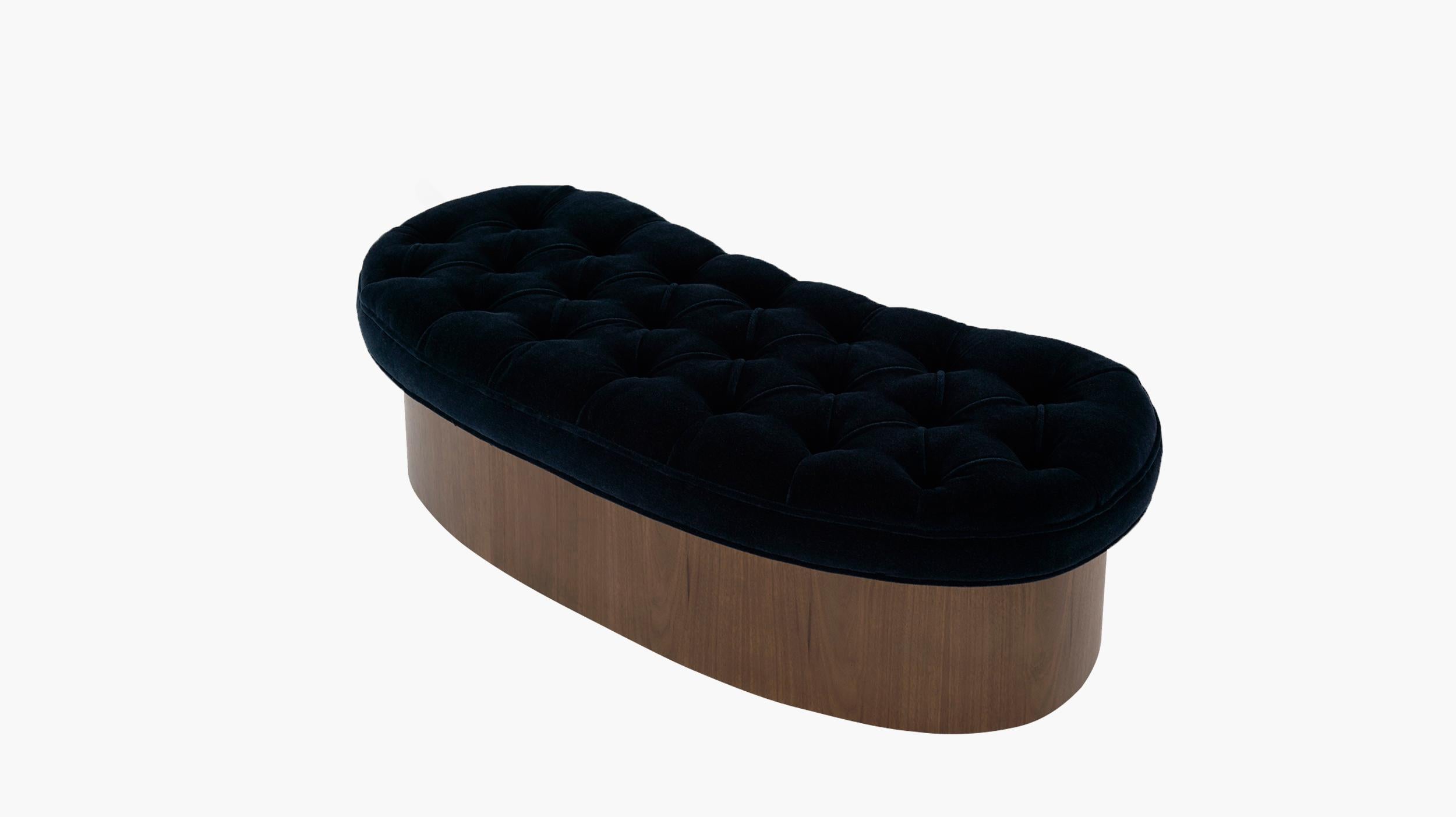 Set of Tufted Benches in Navy Blue Mohair 3