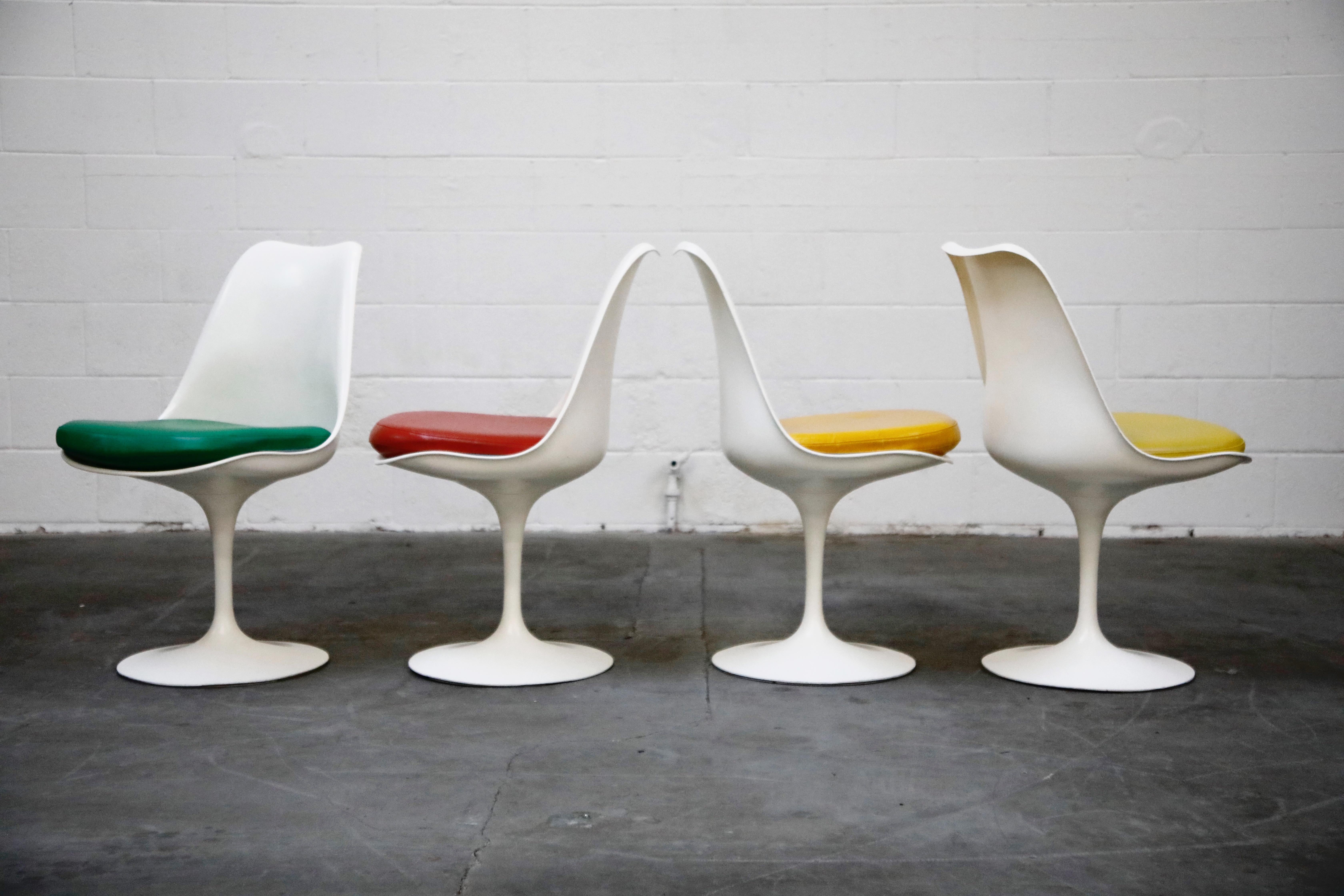 Mid-Century Modern Set of Tulip Dining Side Chairs by Eero Saarinen for Knoll International, Signed