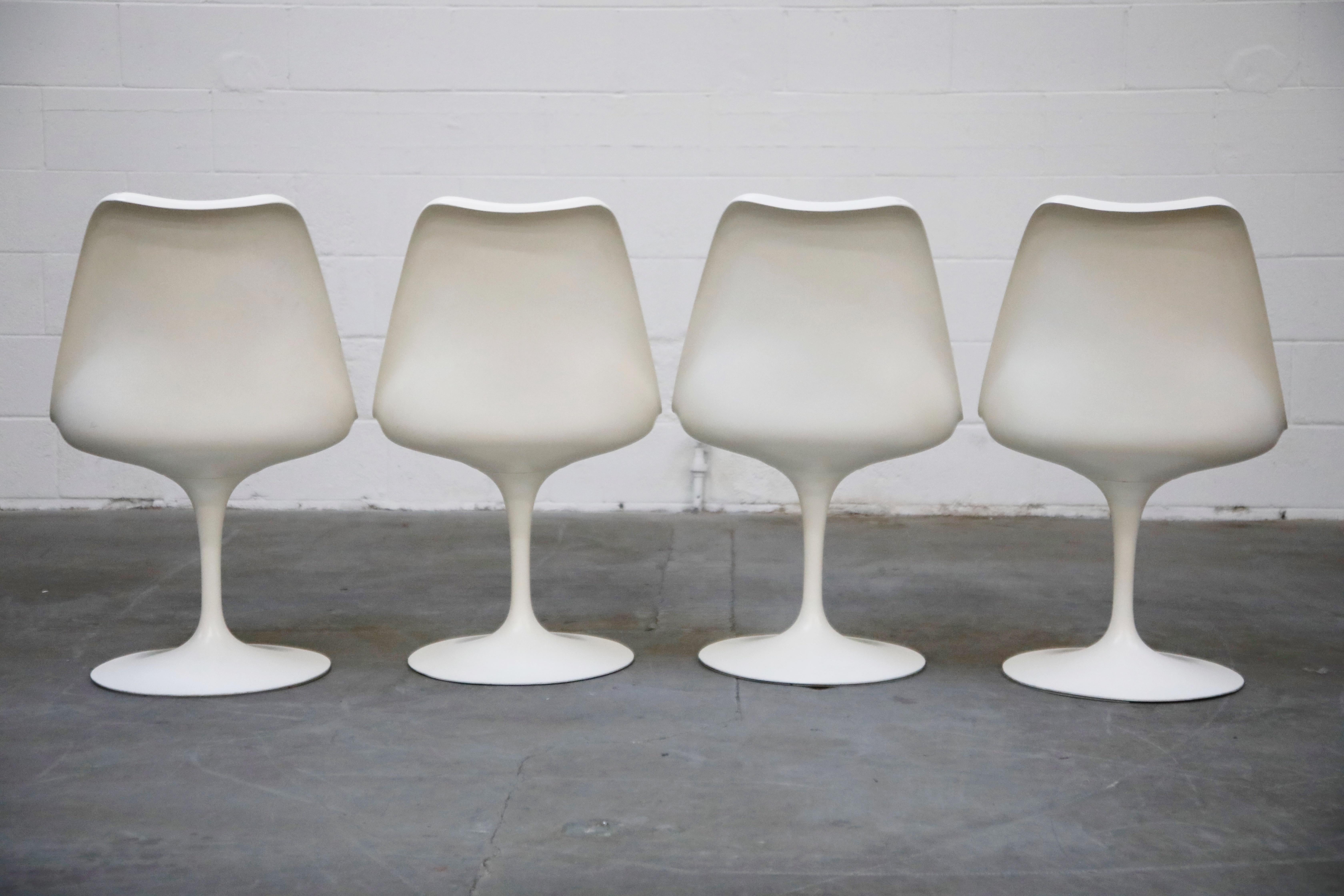 American Set of Tulip Dining Side Chairs by Eero Saarinen for Knoll International, Signed