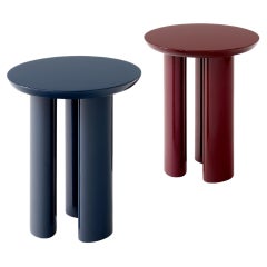 Set von Tung JA3-Tisch in Burgundy Rot und Stahl mit blauer Seite, von John Astbury für &T