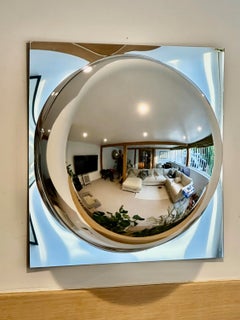 Lot de douze (12) miroirs bombés chromés style années 60, en acrylique argenté, convexes