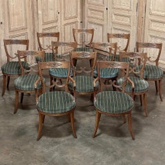 Set of Twelve 18th Century Swedish Gustavian Dining Chairs includes 2 Armchairs