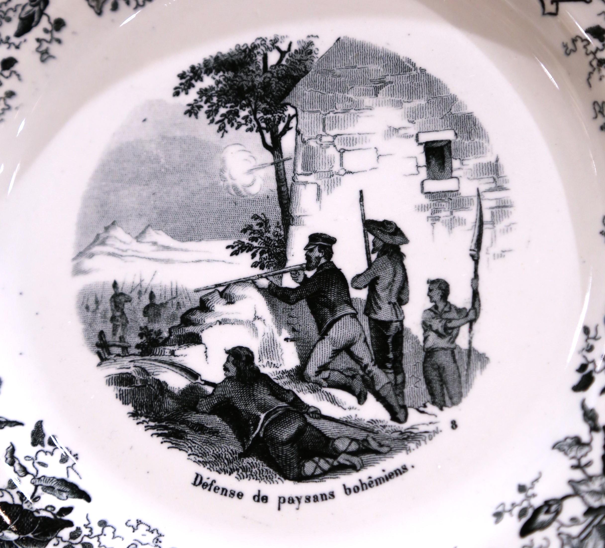 Set of Twelve 19th C. French Choisy-le-Roi Dessert Plates “Campagnes Militaires” For Sale 7