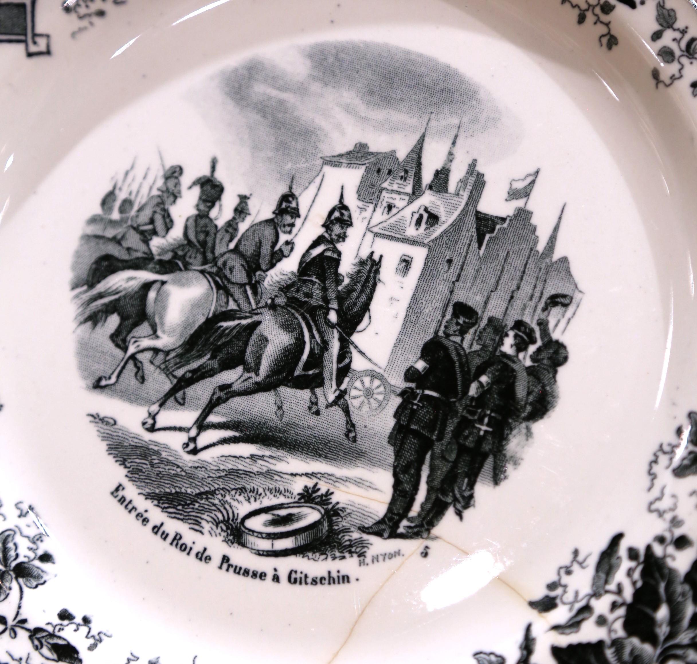Set of Twelve 19th C. French Choisy-le-Roi Dessert Plates “Campagnes Militaires” For Sale 10