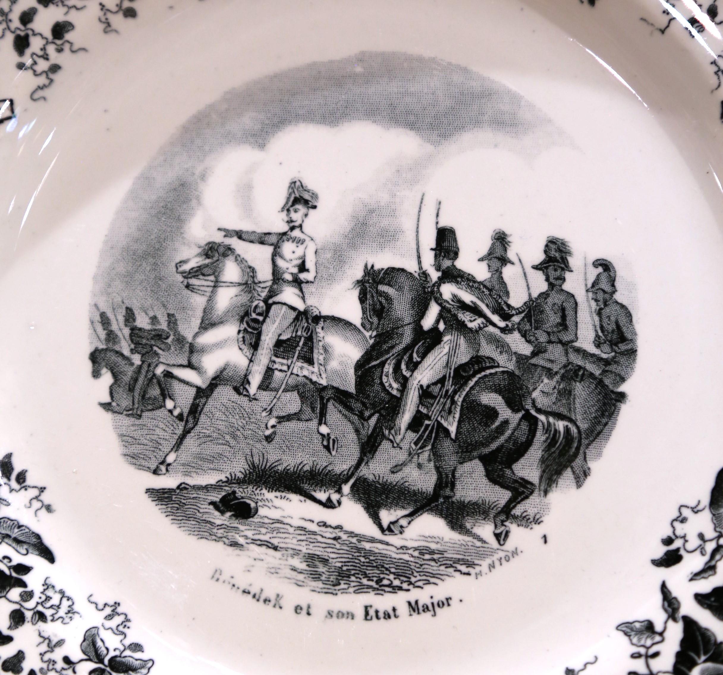 Set of Twelve 19th C. French Choisy-le-Roi Dessert Plates “Campagnes Militaires” For Sale 2
