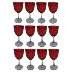 Set Of Twelve 19th Century Cranberry Drinking Glasses