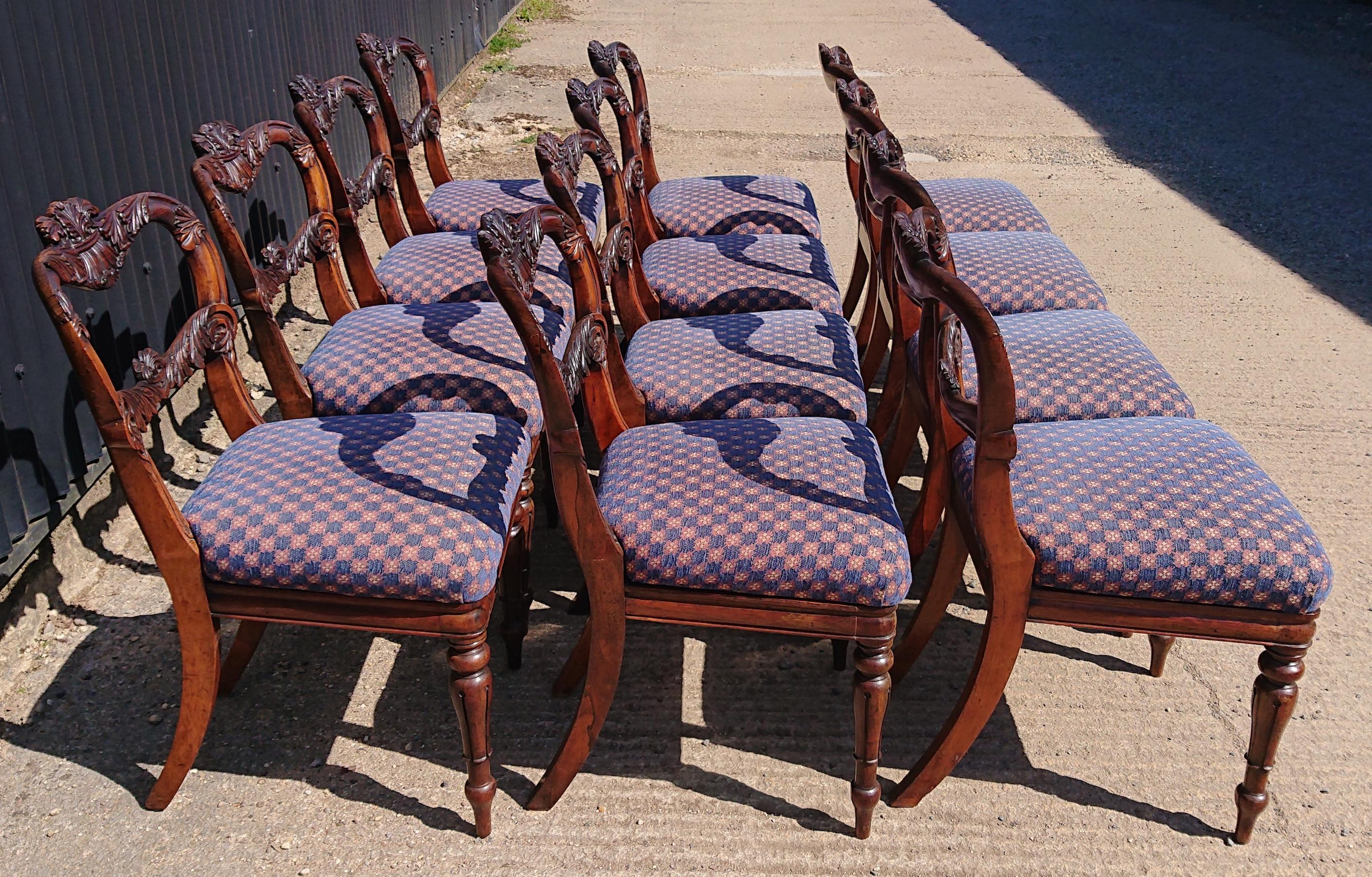 Set von zwölf Esszimmerstühlen aus dem 19. Jahrhundert in Goncales Alves von Gillow im Angebot 3