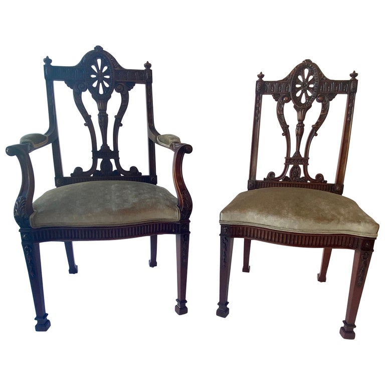 Set of Twelve 19th Century English Edwardian Mahogany Dining Chairs For