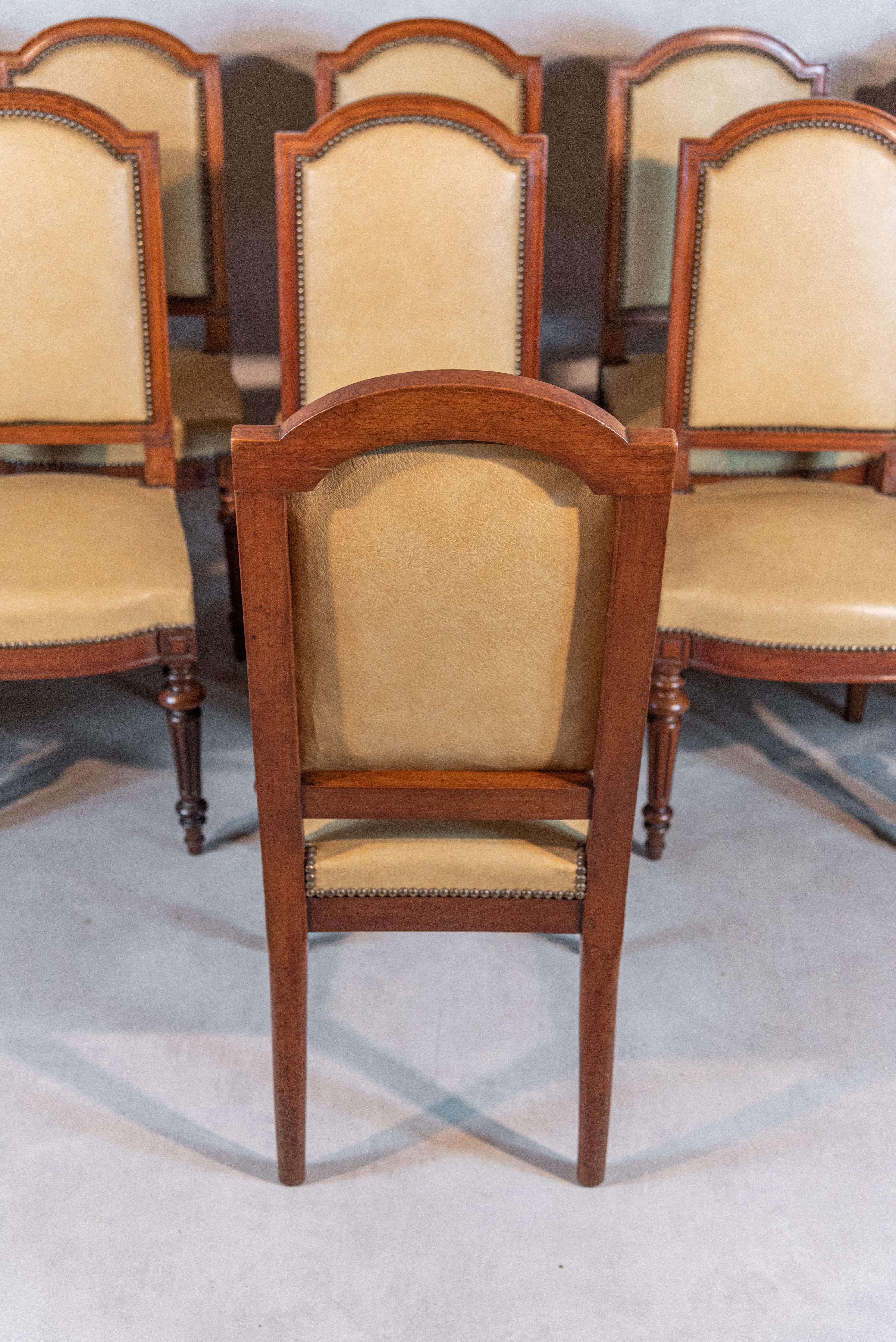 Set of Twelve 19th Century French Louis XVI Style Dining Chairs In Good Condition In San Antonio, TX