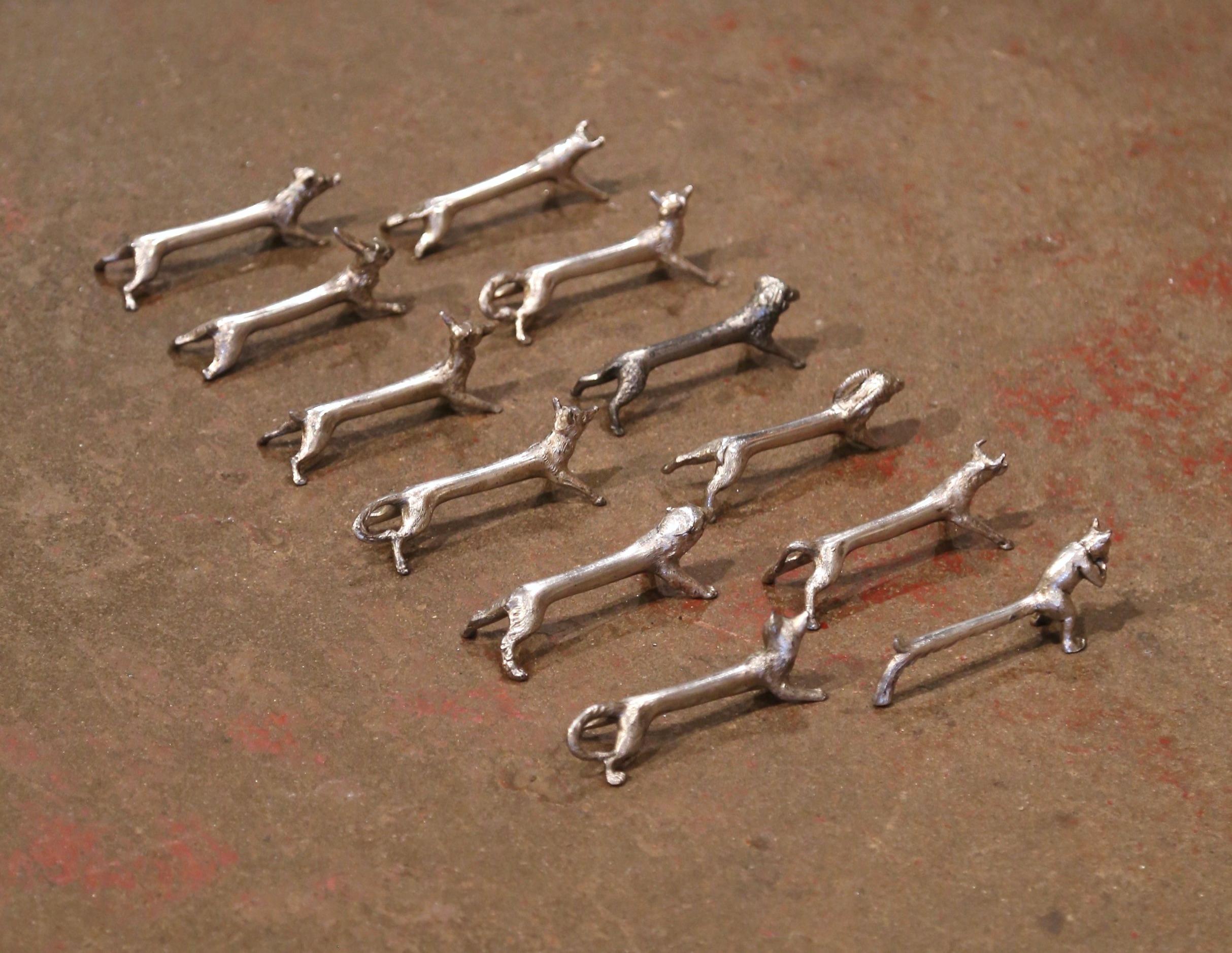 Hand-Crafted Set of Twelve 19th Century French Set of Silver Plated Knife Rests For Sale