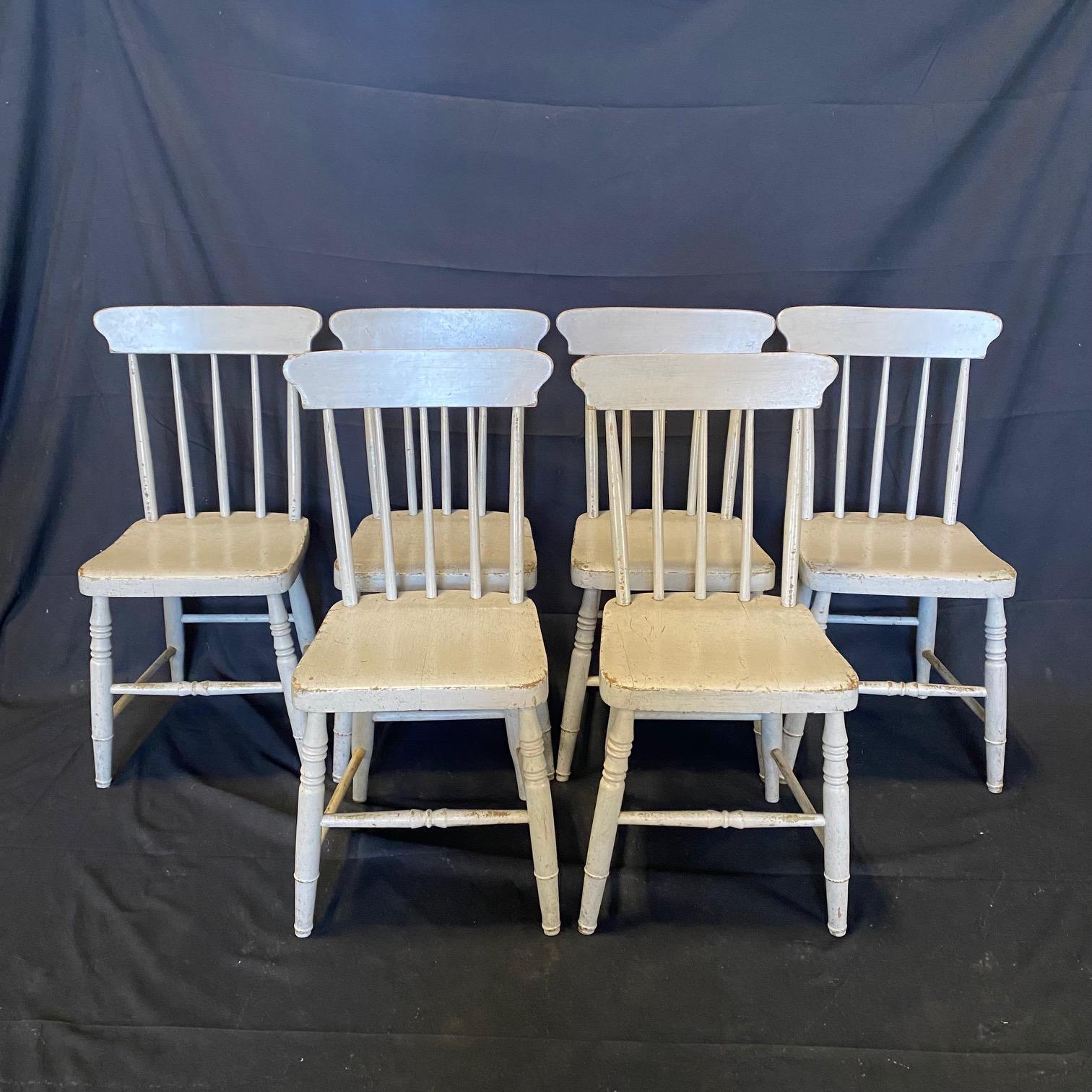  Set of Twelve 19th Century Painted Plank Seat Grange Chairs from Maine 4