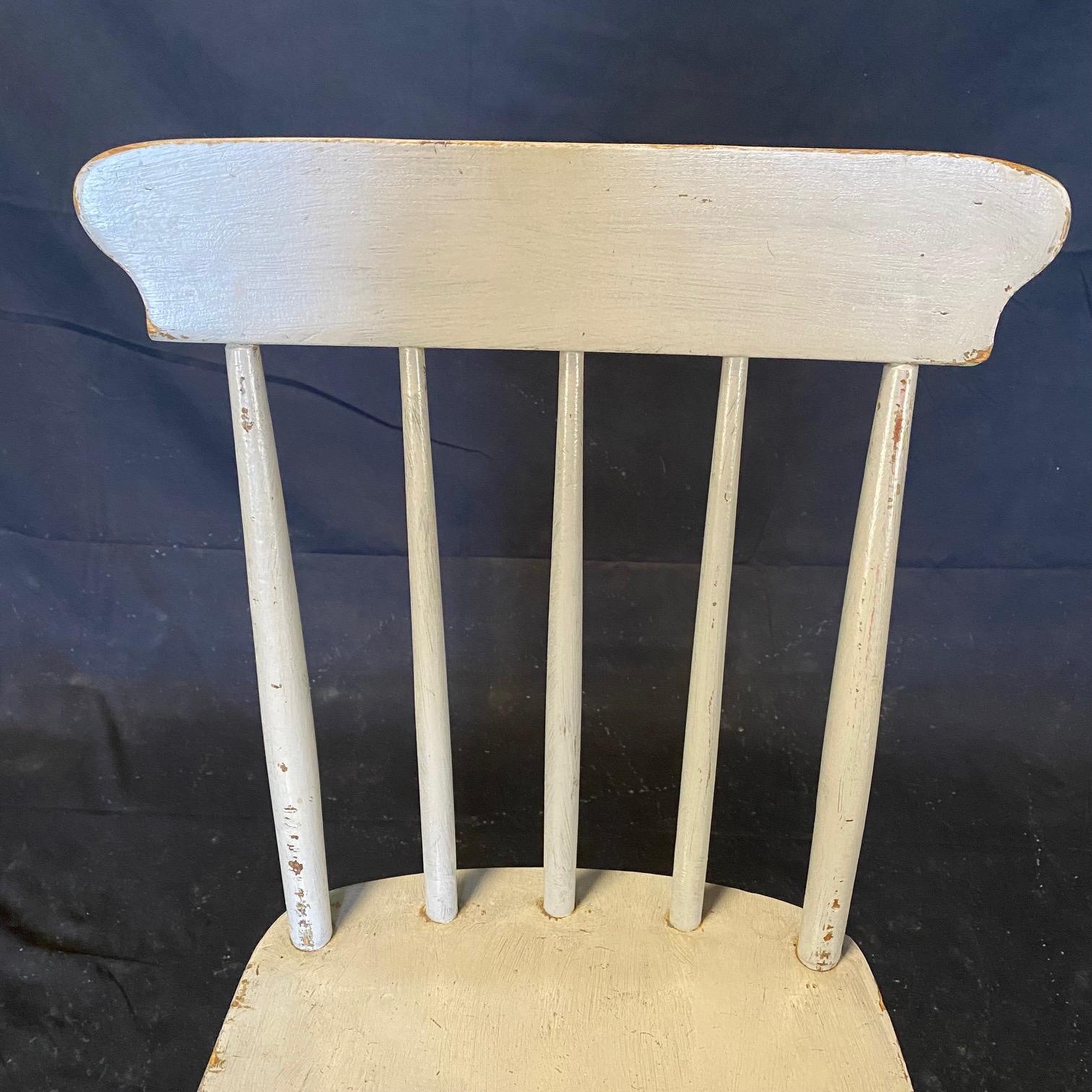  Set of Twelve 19th Century Painted Plank Seat Grange Chairs from Maine 1
