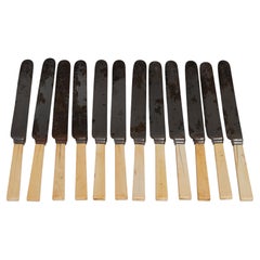 Set of Twelve 19th Century Spencer Sheffield Knives, Metal Barware, UK