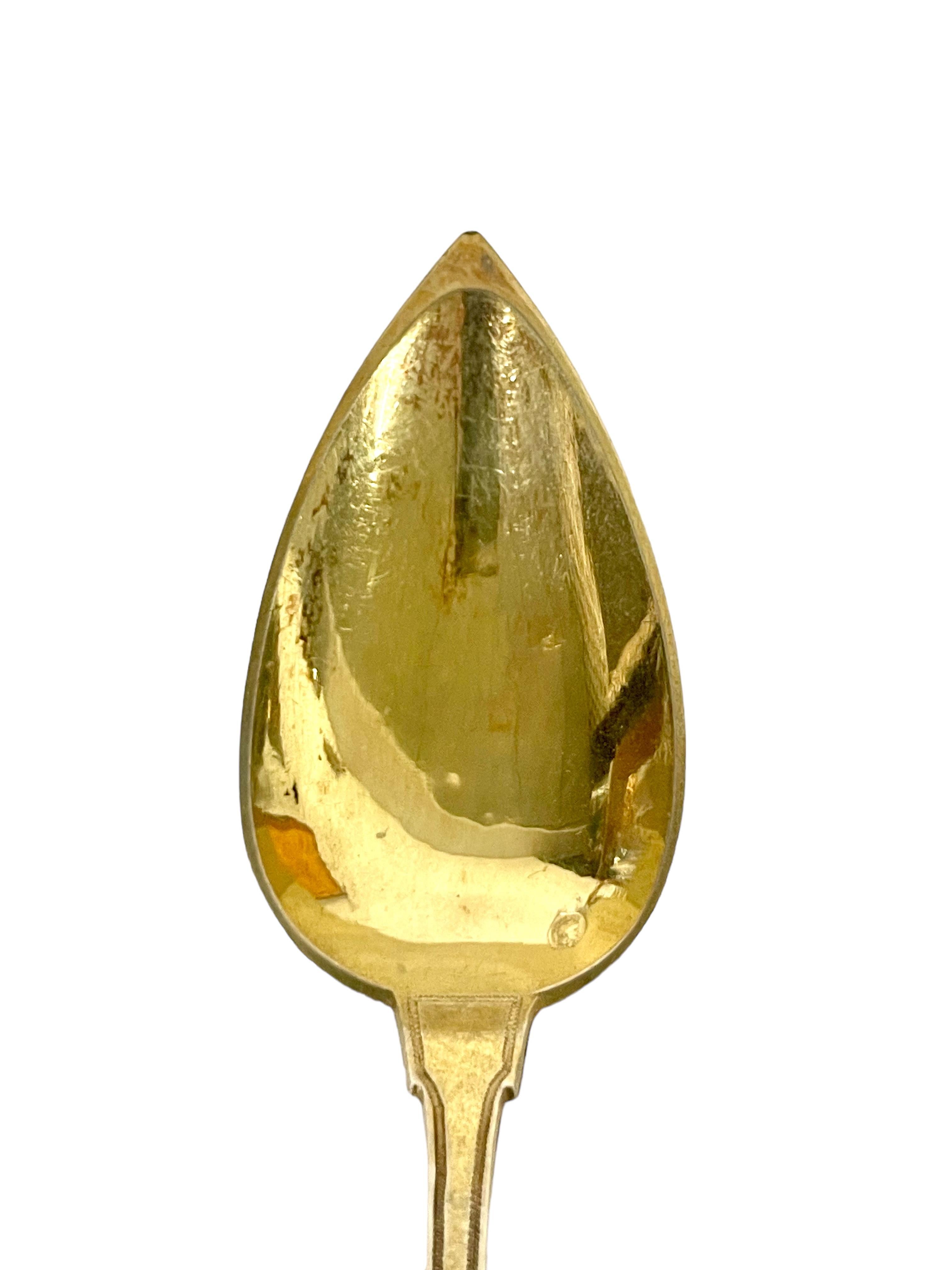 Set di dodici cucchiai in vermeil del XIX secolo nella sua custodia originale in pelle in vendita 8