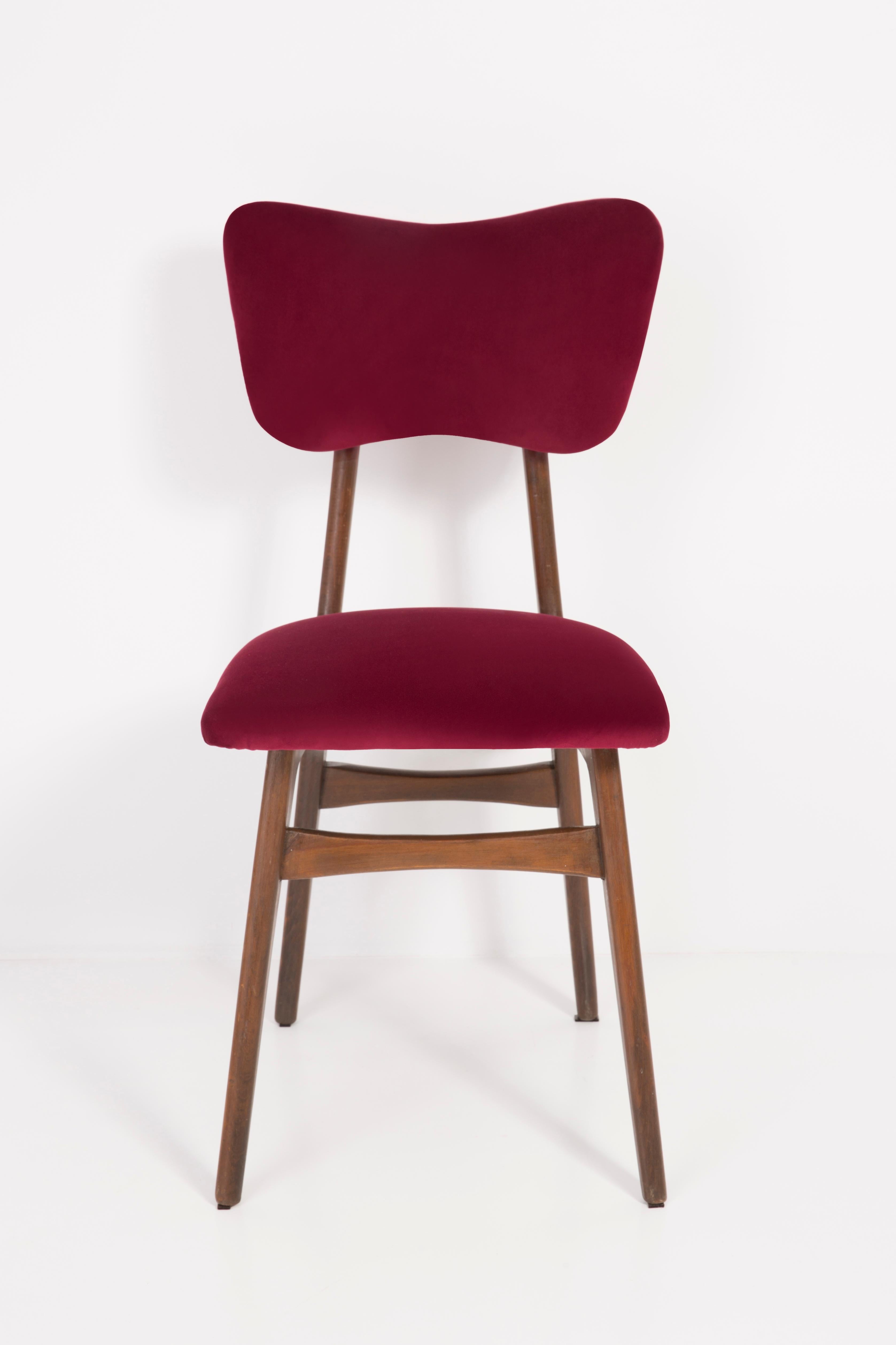 Polish Set of Twelve 20th Century Burgundy Red Chairs, 1960s For Sale