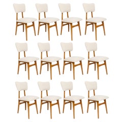 Set of Twelve 20th Century Cream Boucle Butterfly Chairs, 1960s, Poland