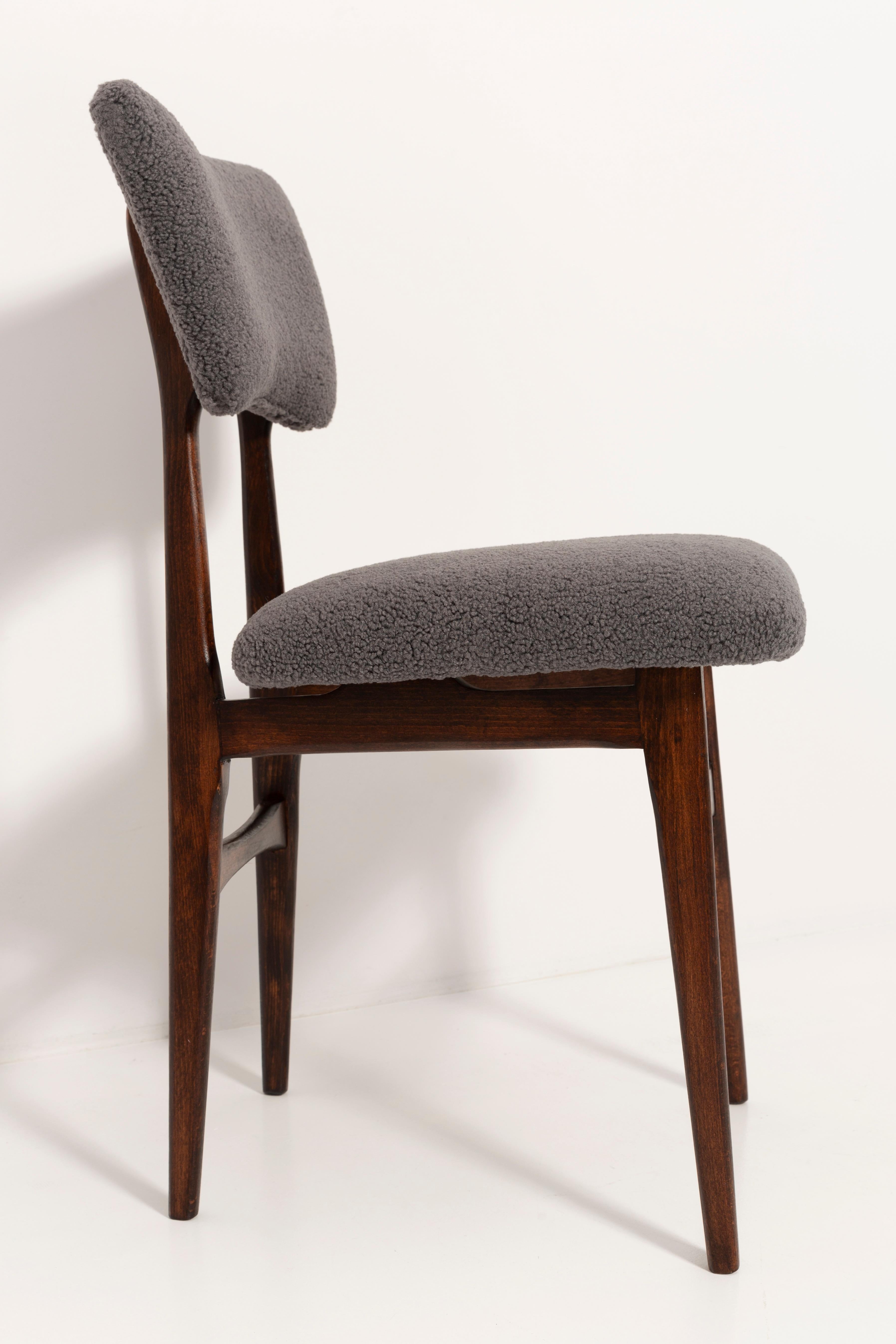 Mid-Century Modern Set of Twelve 20th Century Dark Gray Boucle Chairs, Europe, 1960s For Sale