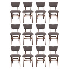 Set of Twelve 20th Century Dark Gray Boucle Chairs, Europe, 1960s