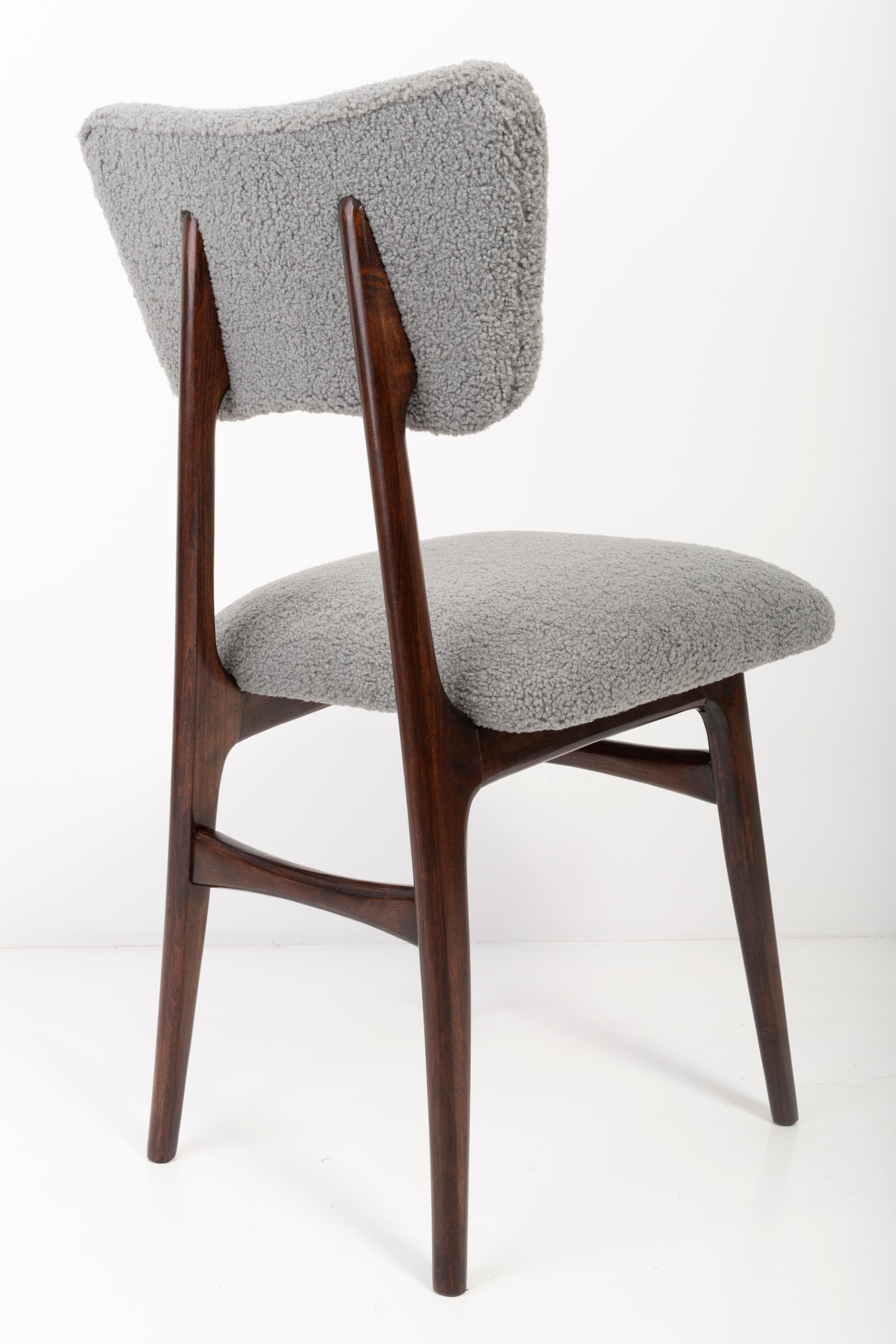 Velvet Set of Twelve 20th Century Gray Boucle Chairs, 1960s For Sale