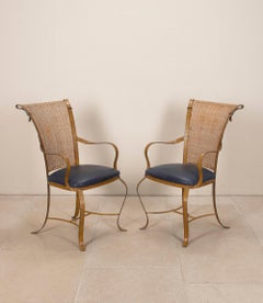 Set of Twelve 20th Century Lacquered Iron Dining Chairs
