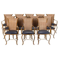 Set of Twelve 20th Century Lacquered Iron Dining Chairs