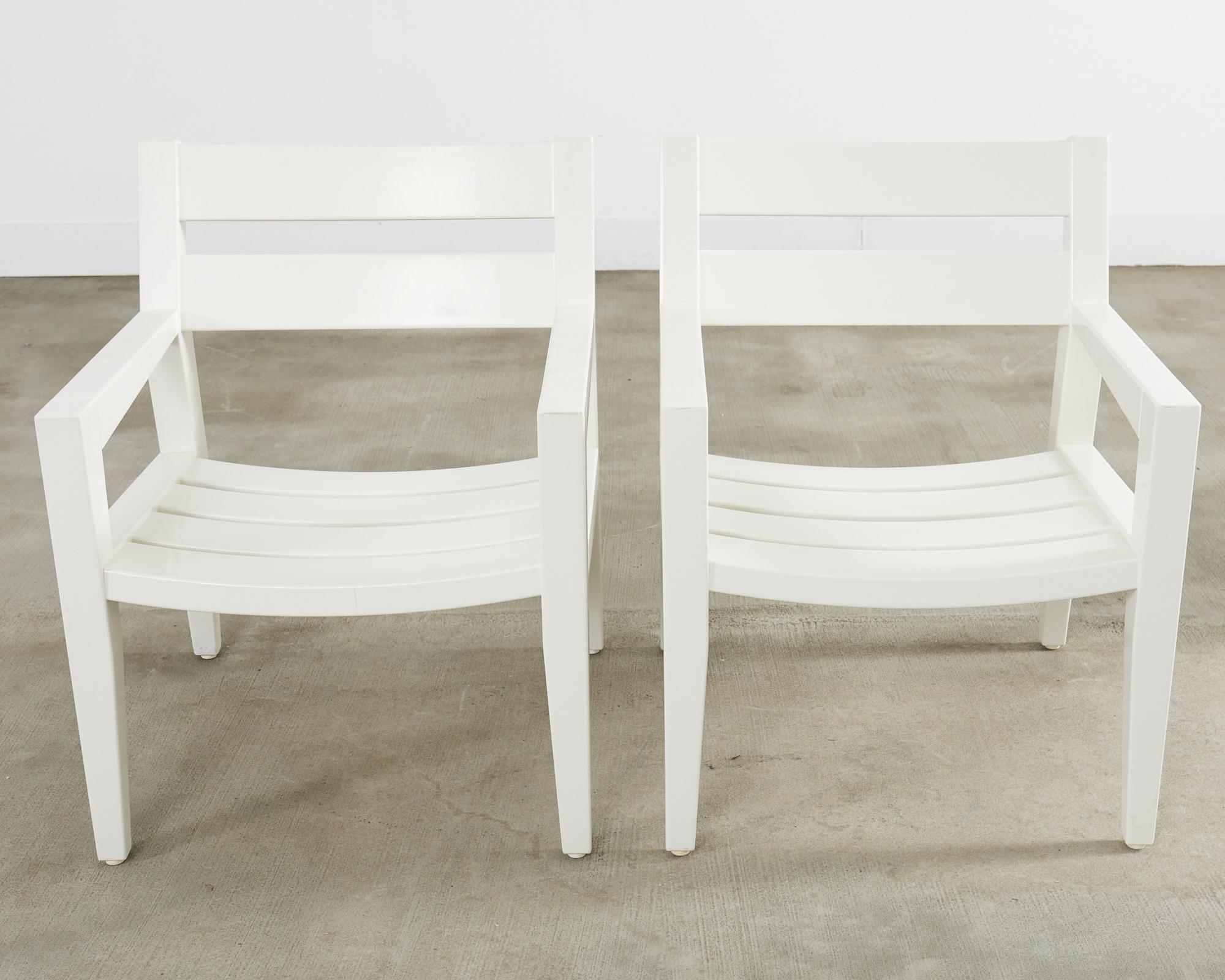Bois de feuillus Ensemble de douze chaises de salle à manger Angela Adams pour Weatherend Yacht Garden en vente