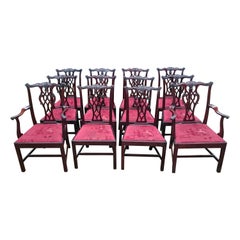 Set of Twelve Used Chippendale Dining Chairs by Edwards and Roberts