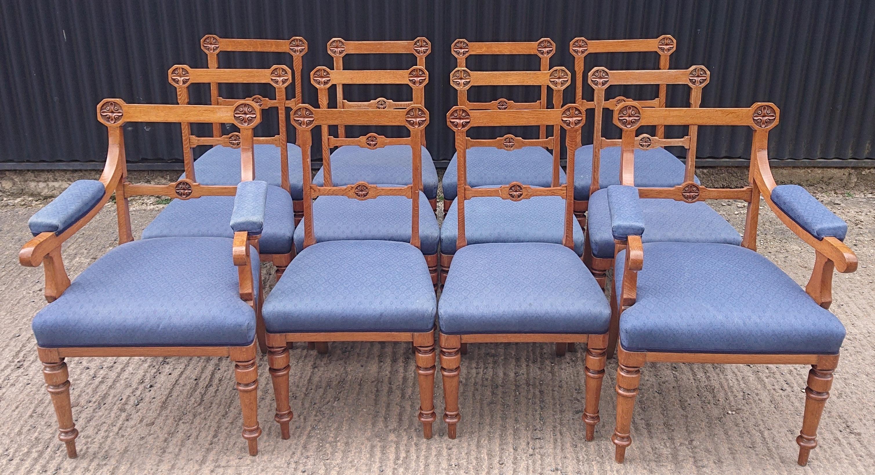 Great quality set of antique dining chairs made by Lamb of Manchester. These chairs are a good size, nicely proportioned, well made and with very finely carved decoration. The construction is tenon jointed with corner stretchers in the pre-Victorian