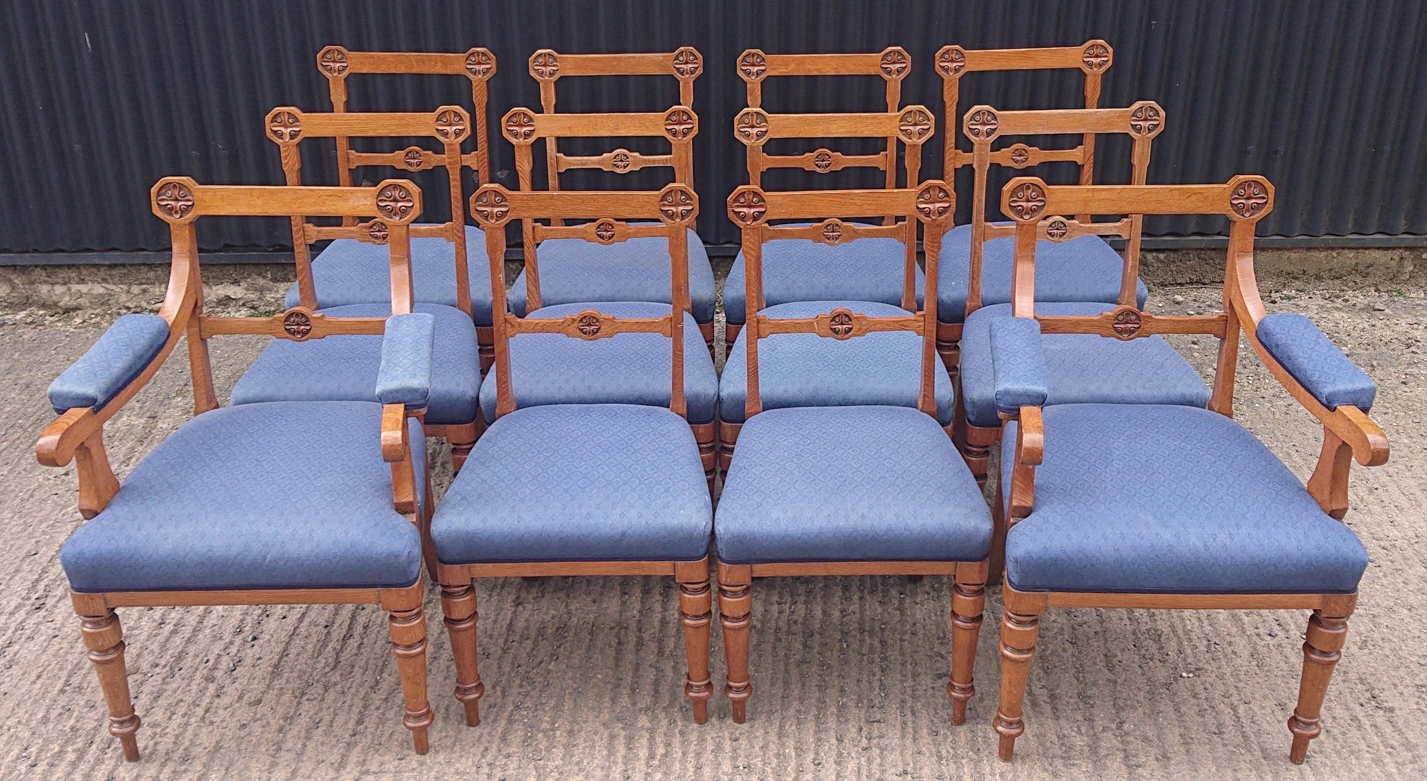 English Set of Twelve Antique Dining Chairs by Lamb of Manchester For Sale