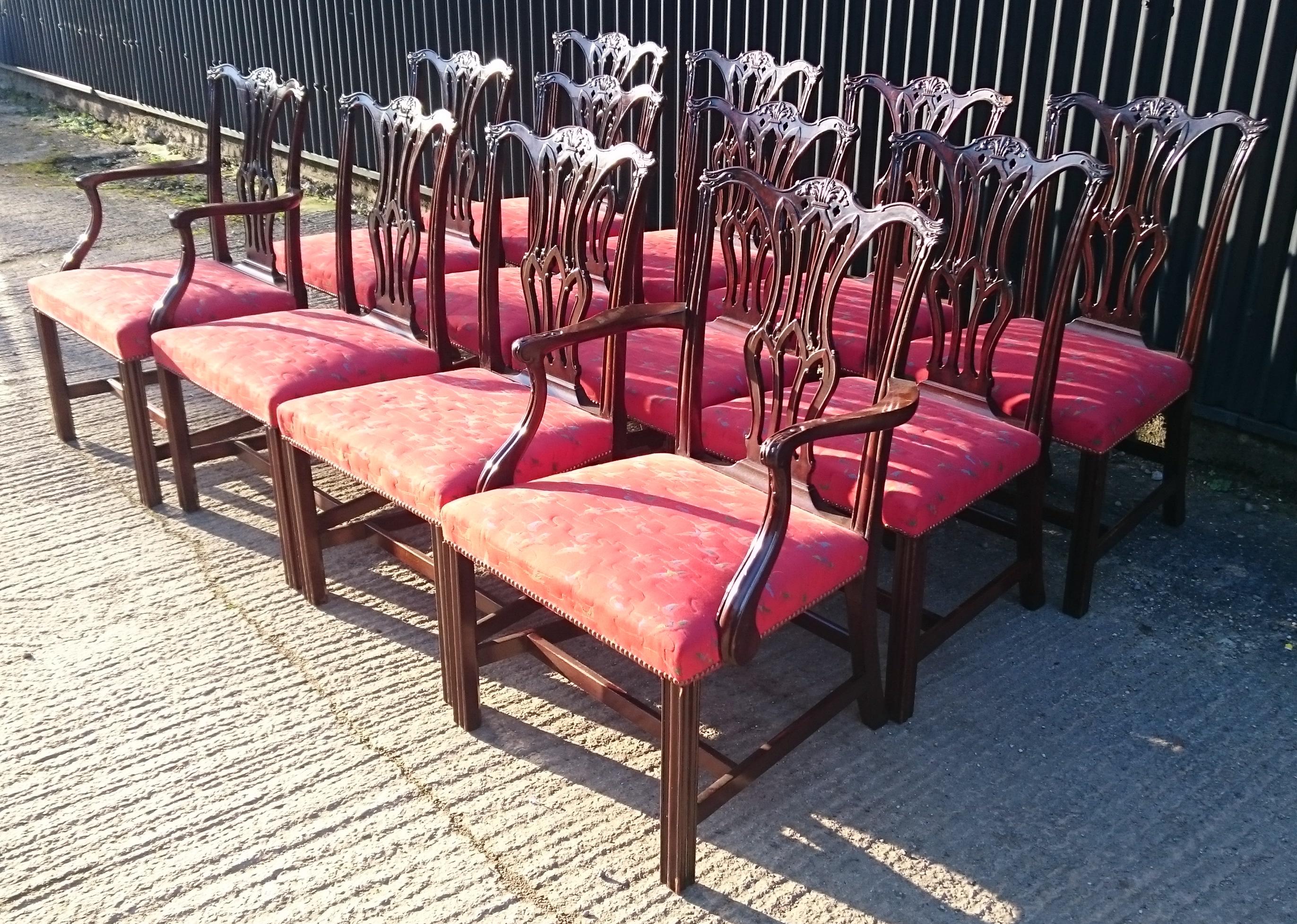 Edwardian Set of Twelve Antique Dining Chairs For Sale