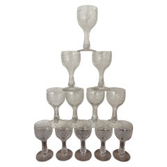 Juego de Doce Vasos Grabados Antiguos