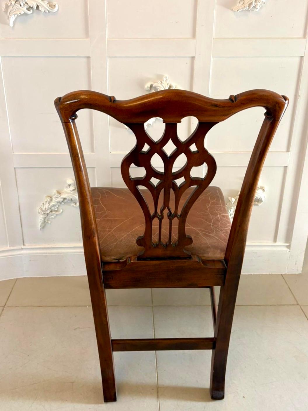 Set of Twelve Antique Victorian Mahogany Dining Chairs in the Chippendale Style For Sale 7