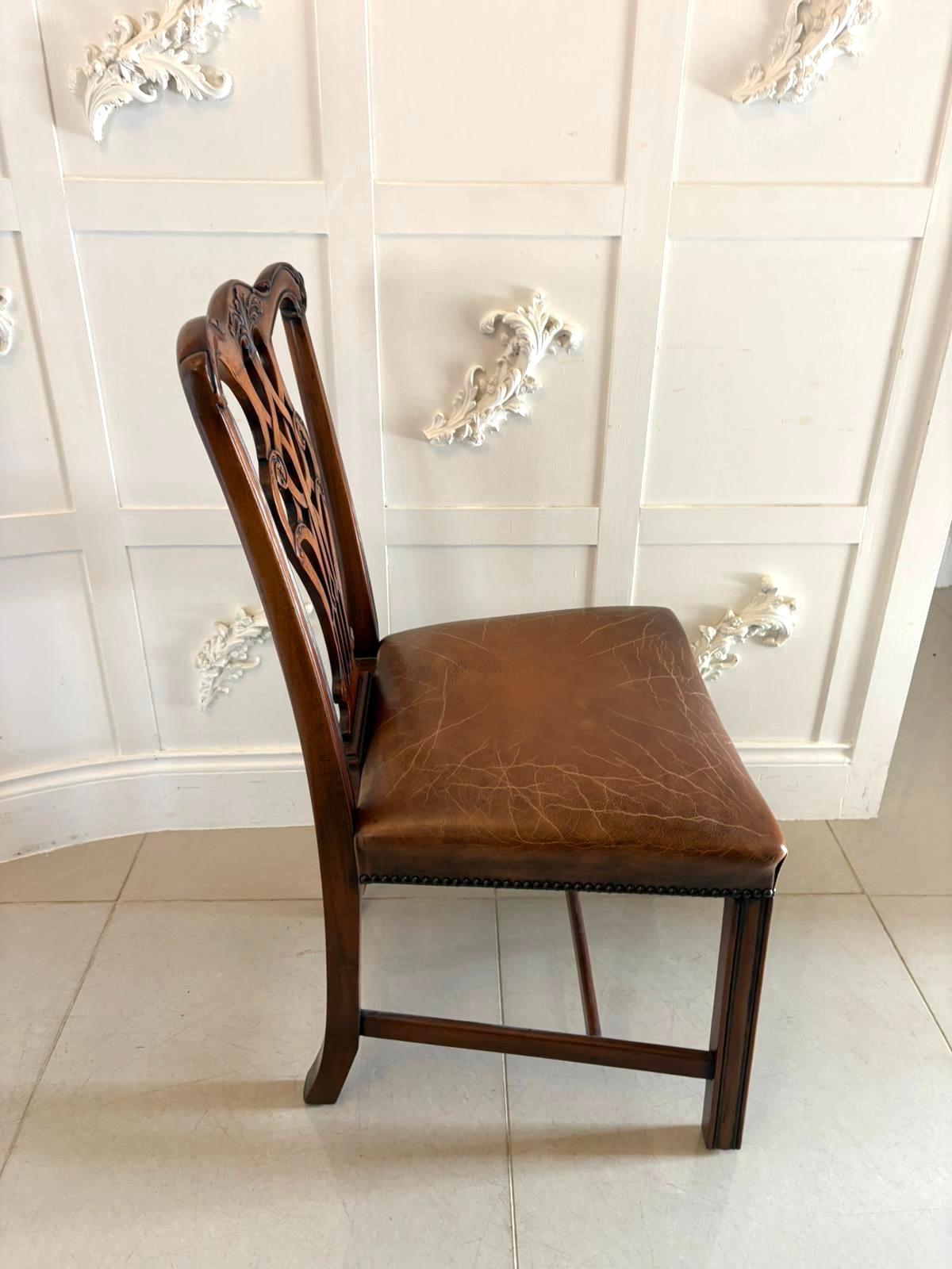 Set of Twelve Antique Victorian Mahogany Dining Chairs in the Chippendale Style For Sale 8