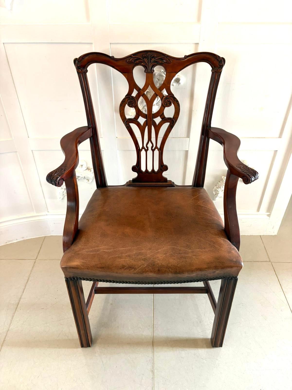 Set of Twelve Antique Victorian Mahogany Dining Chairs in the Chippendale Style For Sale 10