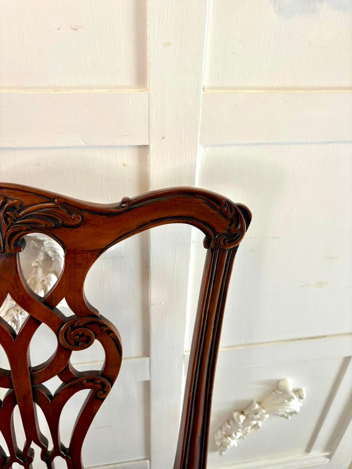 Set of Twelve Antique Victorian Mahogany Dining Chairs in the Chippendale Style For Sale 13