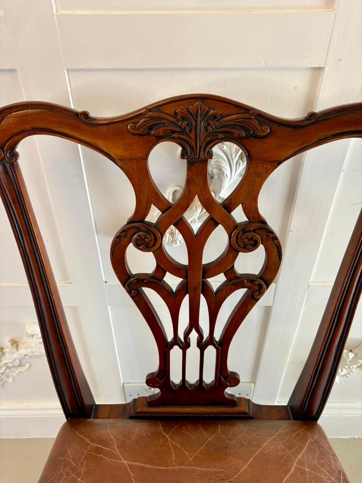 Set of Twelve Antique Victorian Mahogany Dining Chairs in the Chippendale Style For Sale 14