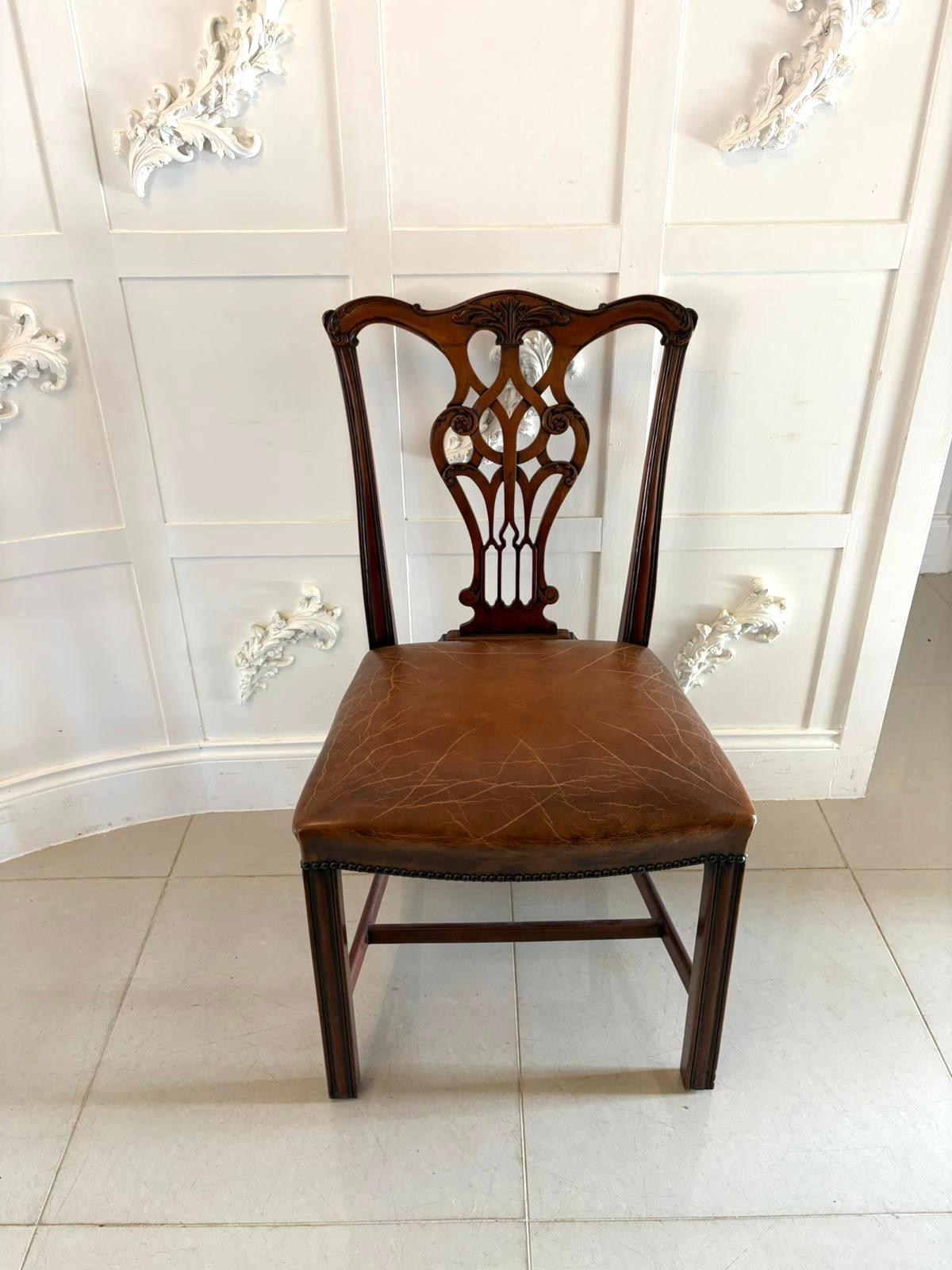 Set of Twelve Antique Victorian Mahogany Dining Chairs in the Chippendale Style For Sale 15