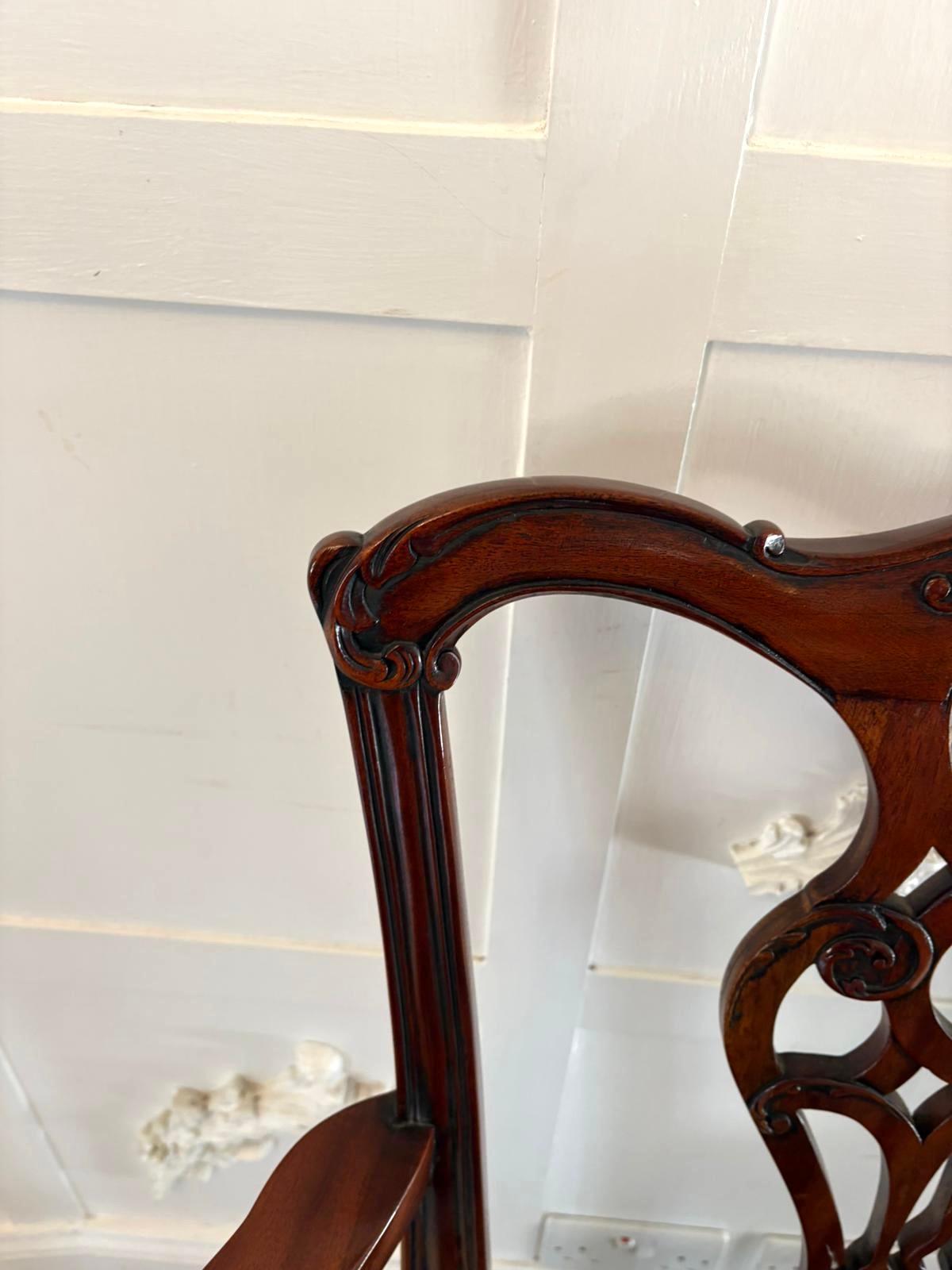 English Set of Twelve Antique Victorian Mahogany Dining Chairs in the Chippendale Style For Sale