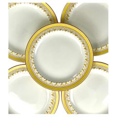 Set of Twelve Antique Wedwood Dinner Plates with Yellow Borders