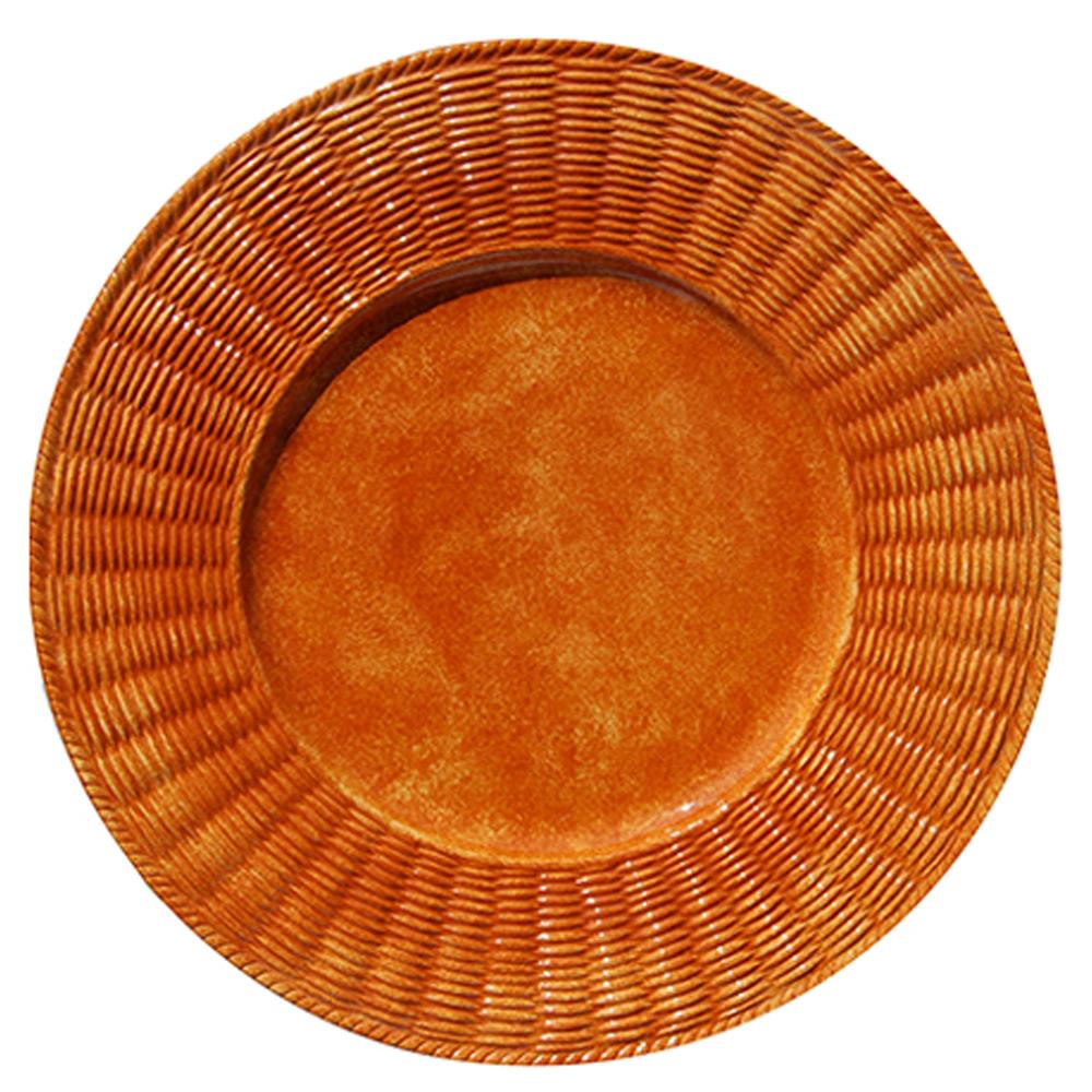 Set of Twelve Arancio Wicker Ceramic Plates For Sale at 1stDibs