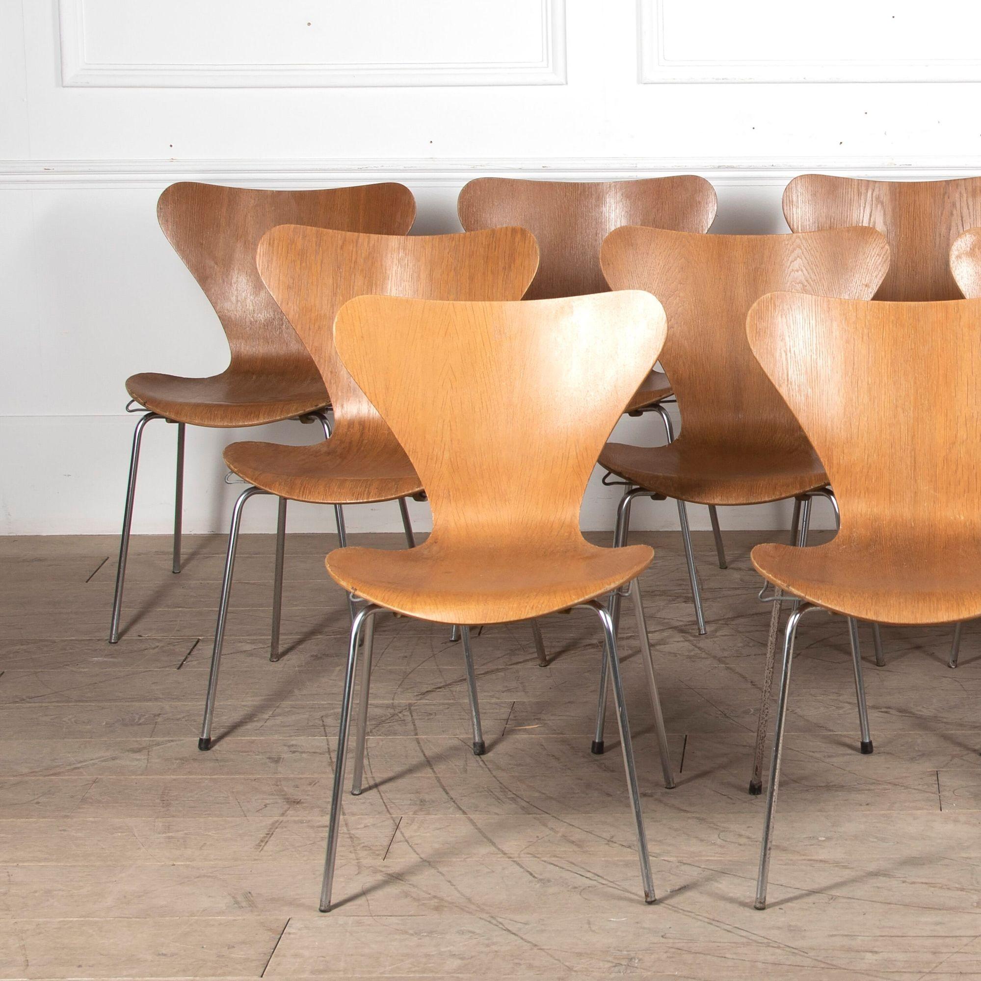 Plywood Set of Twelve Arne Jacobsen Chairs by Fritz Hansen