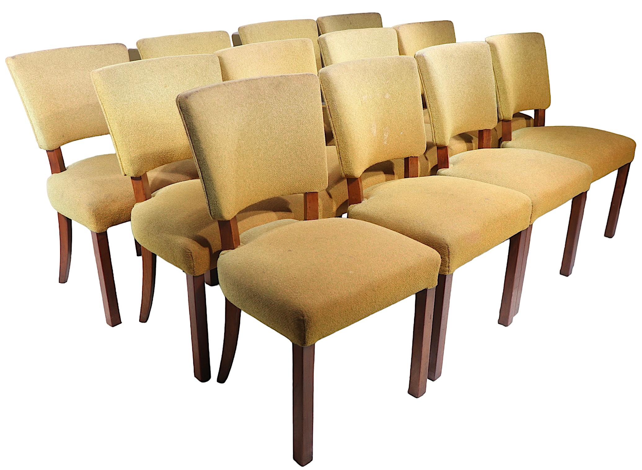 Upholstery Set of Twelve Art Deco Dining Chairs attributed to Jindrich Halabala c 1930's For Sale